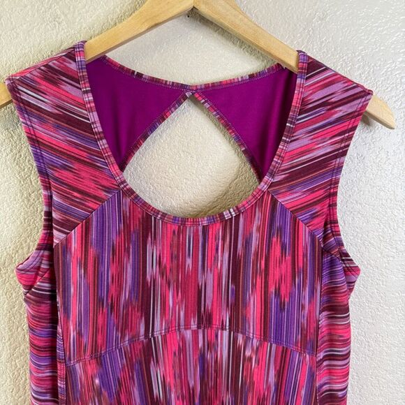 Prana Athletic Sport Tank Dress Womens Small Purple Spacedye Calico Built In Bra - Picture 2 of 11